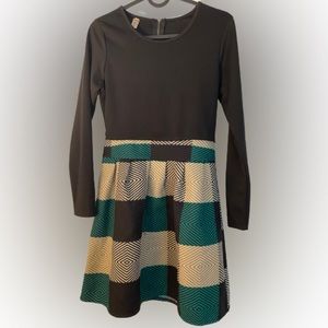 Black and green formal short dress.